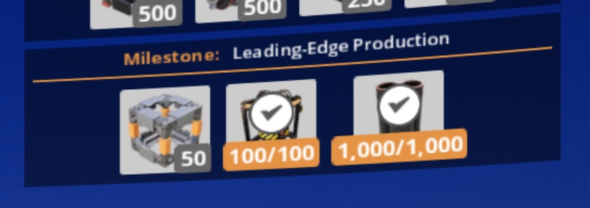 Satisfactory video game screenshot: Part of the interface display showing progress toward current milestone, in this case indicating that the 2nd and 3rd items are fully accounted for but none of the 1st item are there yet.